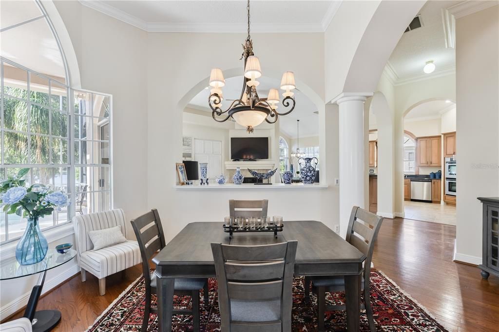 Chandelier, Dining room, Interior, Kitchen, Wood Texture Flooring