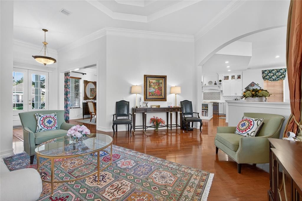 Interior, Kitchen, Living room, Pendant Lights, Recessed Lighting, Wood Texture Flooring