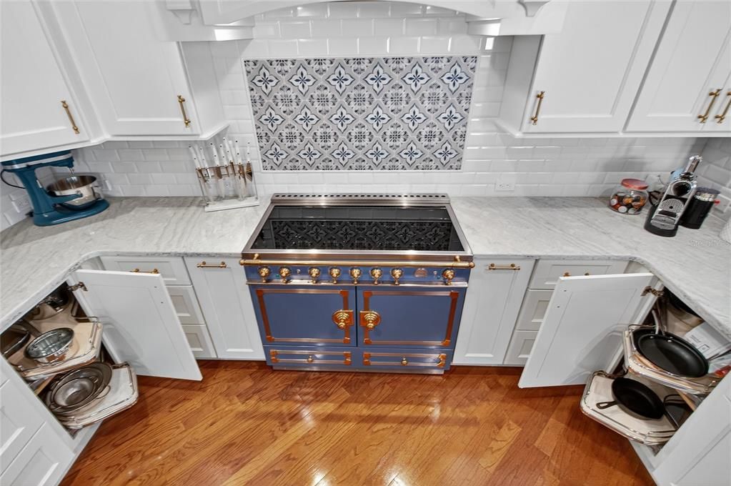 Interior, Kitchen, Marble Walls, Stainless Steel Appliances, Wood Texture Flooring