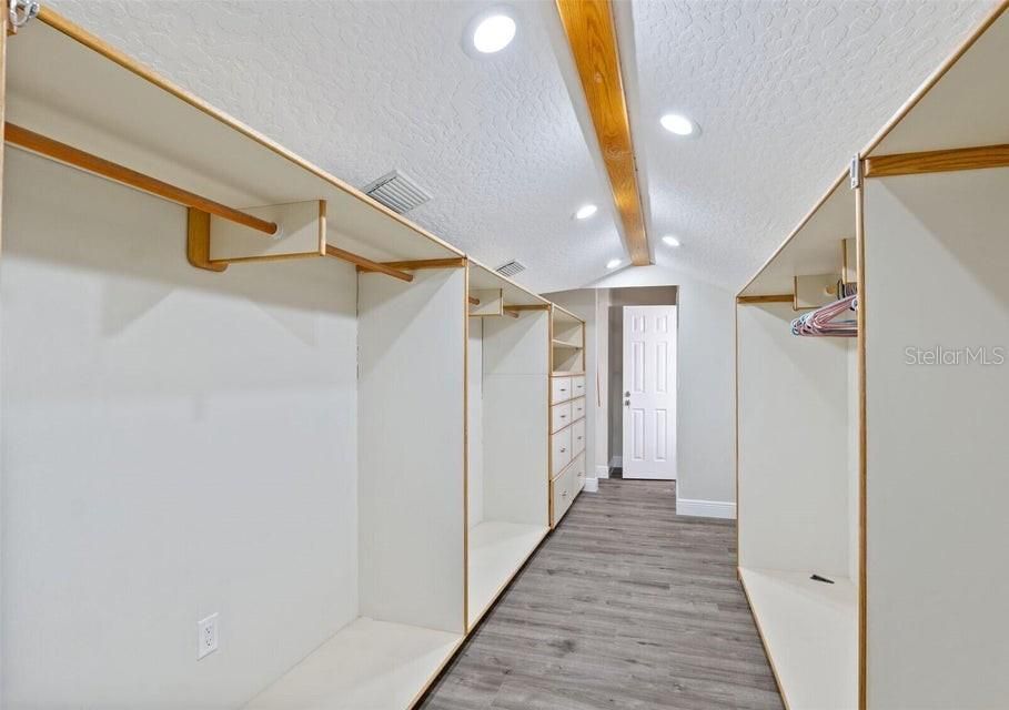Interior, Recessed Lighting, Walk-in Closets, Wooden Beams, Wood Texture Flooring