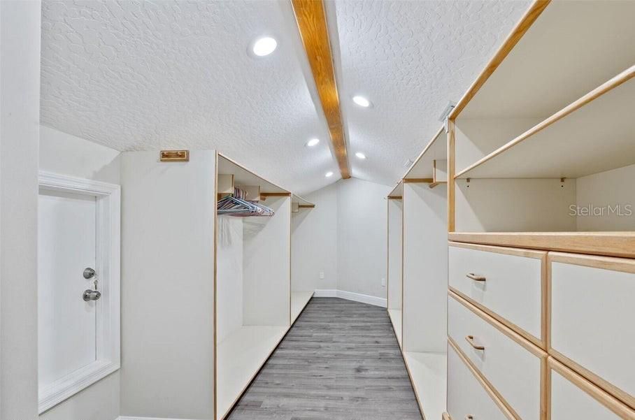 Interior, Recessed Lighting, Walk-in Closets, Wooden Beams, Wood Texture Flooring