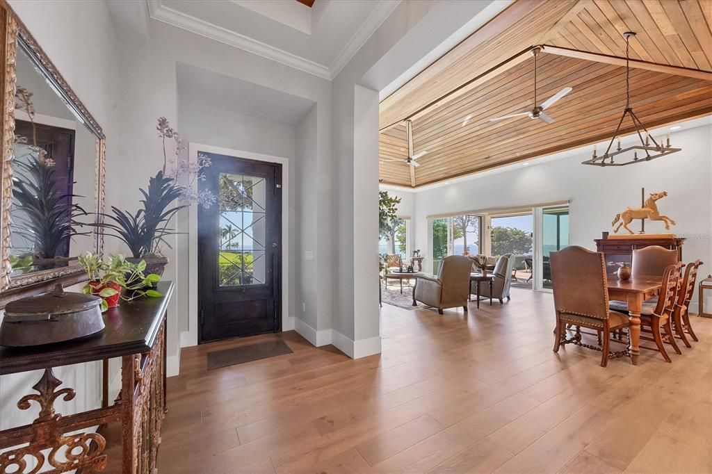 Dining room, Interior, Living room, Pendant Lights, Wooden Ceilings, Wood Texture Flooring