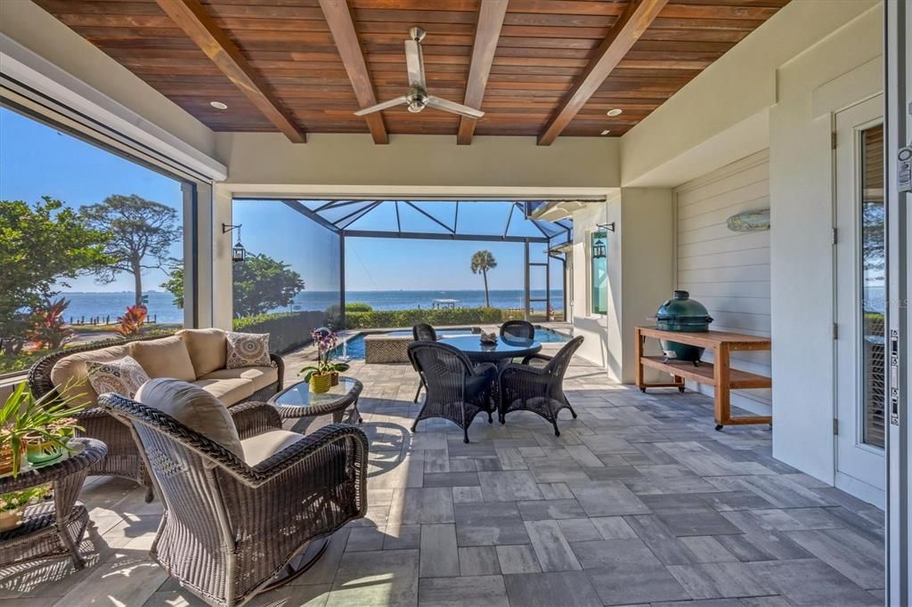 Interior, Living room, Recessed Lighting, Sun Room, Water, Wooden Beams, Wooden Ceilings