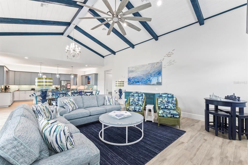 Dining room, Interior, Kitchen, Living room, Pendant Lights, Recessed Lighting, Wood Texture Flooring