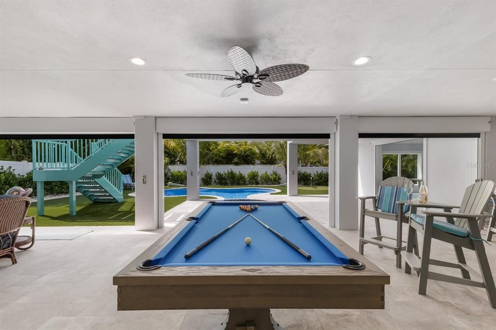 Billiard Table, Game Room, Interior, Recessed Lighting