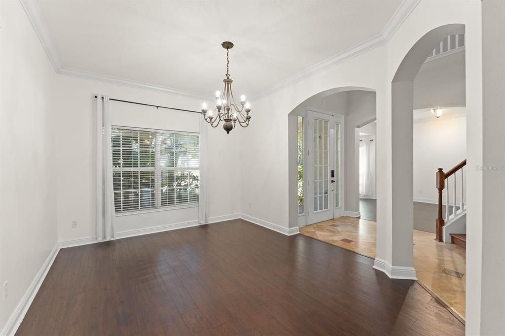 Chandelier, Empty room, Interior, Wood Texture Flooring