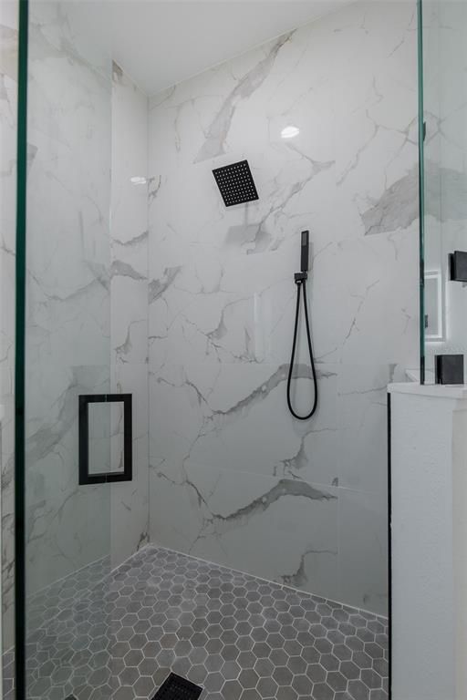 Bathroom, Glass Shower, Interior, Marble Walls