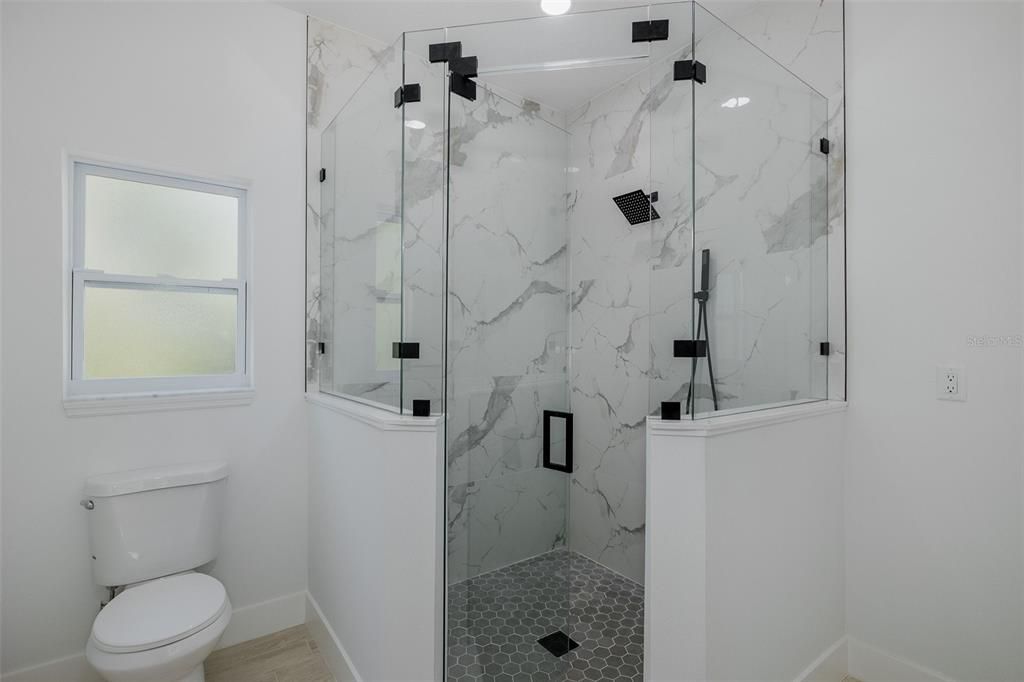 Bathroom, Glass Shower, Interior, Marble Walls