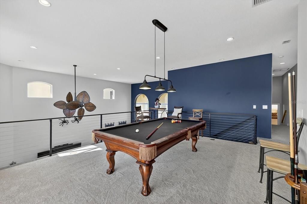Billiard Table, Game Room, Interior, Pendant Lights, Recessed Lighting