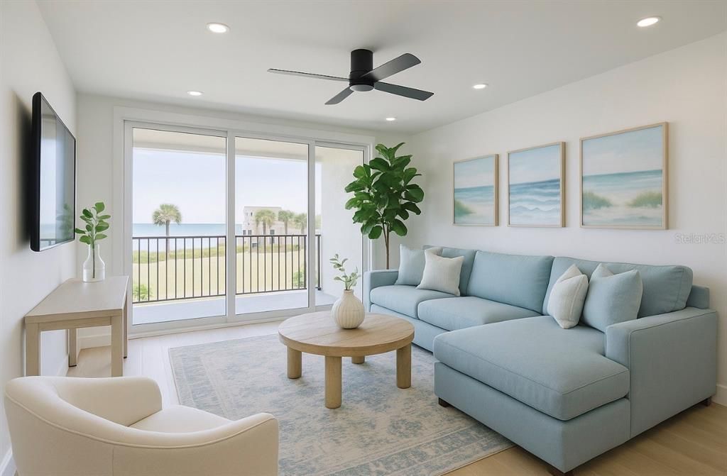 Interior, Living room, Recessed Lighting, Water, Wood Texture Flooring