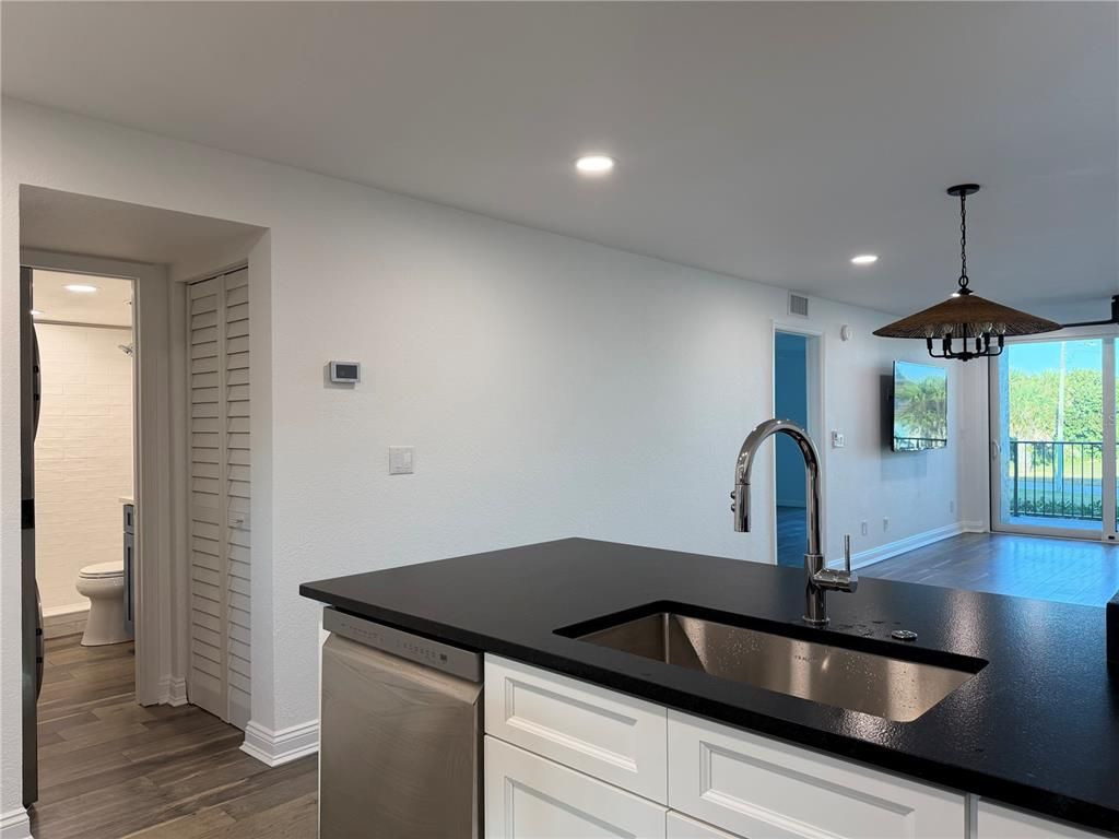Interior, Kitchen, Pendant Lights, Recessed Lighting, Wood Texture Flooring