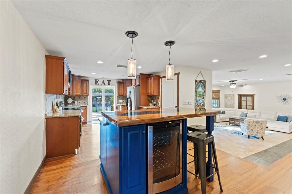 Interior, Kitchen, Living room, Pendant Lights, Recessed Lighting, Wood Texture Flooring