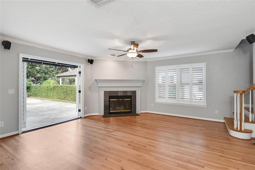Empty room, Fireplace, Interior, Wood Texture Flooring