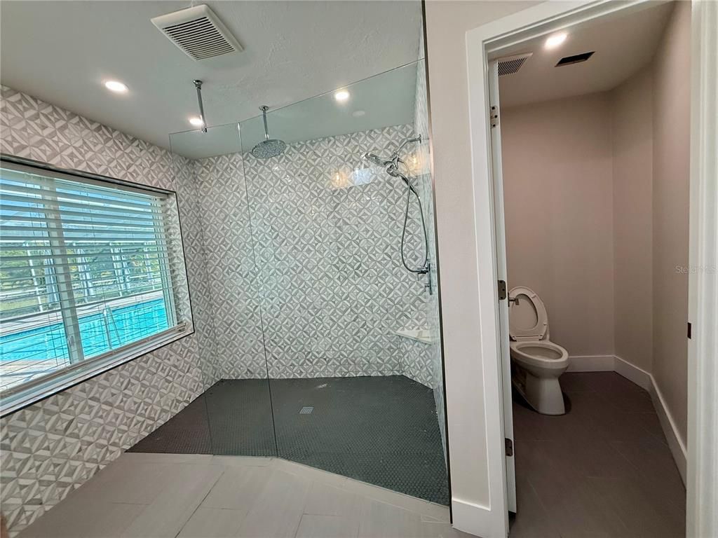Bathroom, Glass Shower, Interior, Recessed Lighting