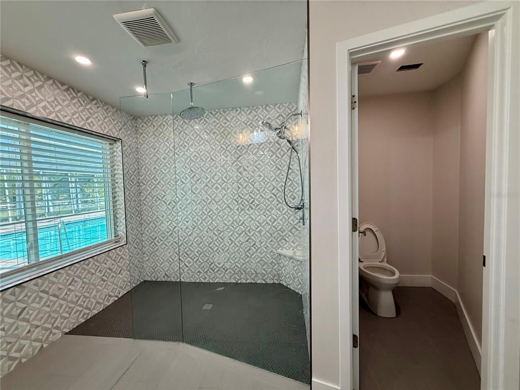 Bathroom, Glass Shower, Interior, Recessed Lighting