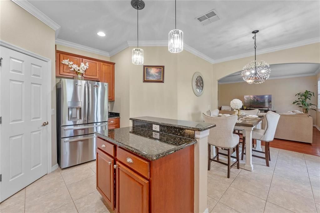 Dining room, Interior, Kitchen, Living room, Pendant Lights, Recessed Lighting, Stainless Steel Appliances