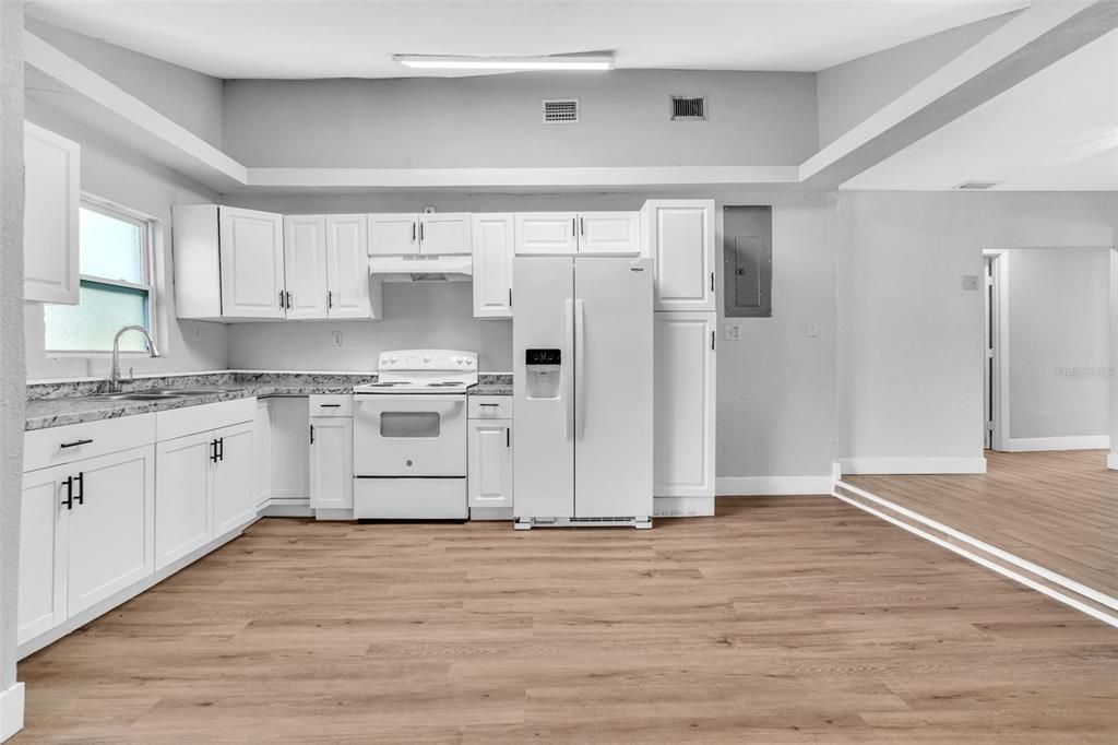 Interior, Kitchen, Wood Texture Flooring