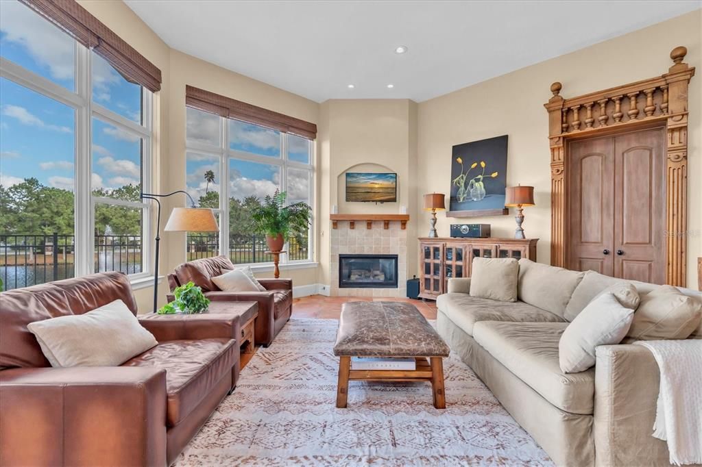 Fireplace, Interior, Living room, Recessed Lighting