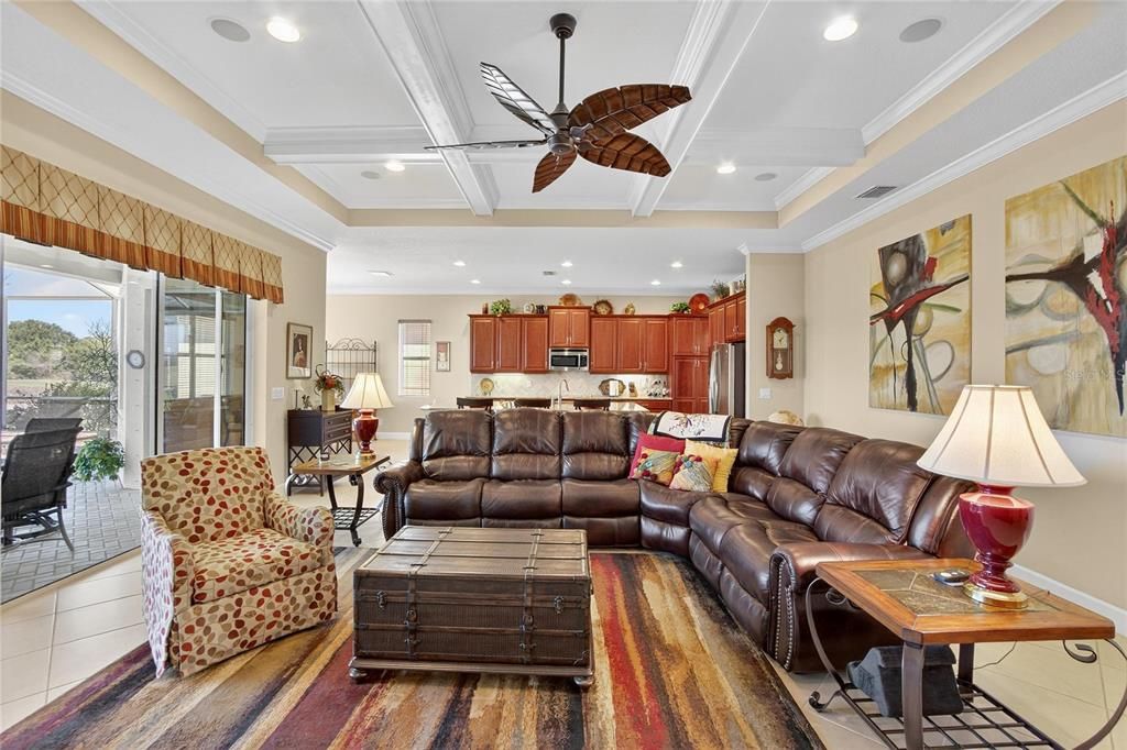 Interior, Kitchen, Living room, Recessed Lighting, Stainless Steel Appliances, Wood Texture Flooring