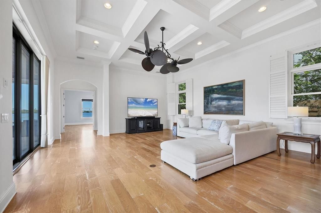 Interior, Living room, Recessed Lighting, Wood Texture Flooring