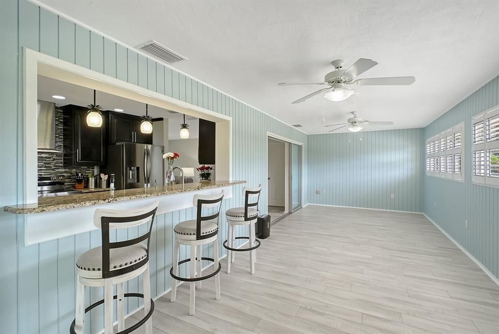 Interior, Kitchen, Pendant Lights, Wood Texture Flooring