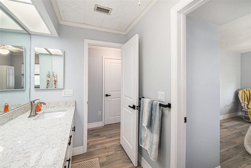 Bathroom, Dual Sink Vanities, Interior, Wood Texture Flooring