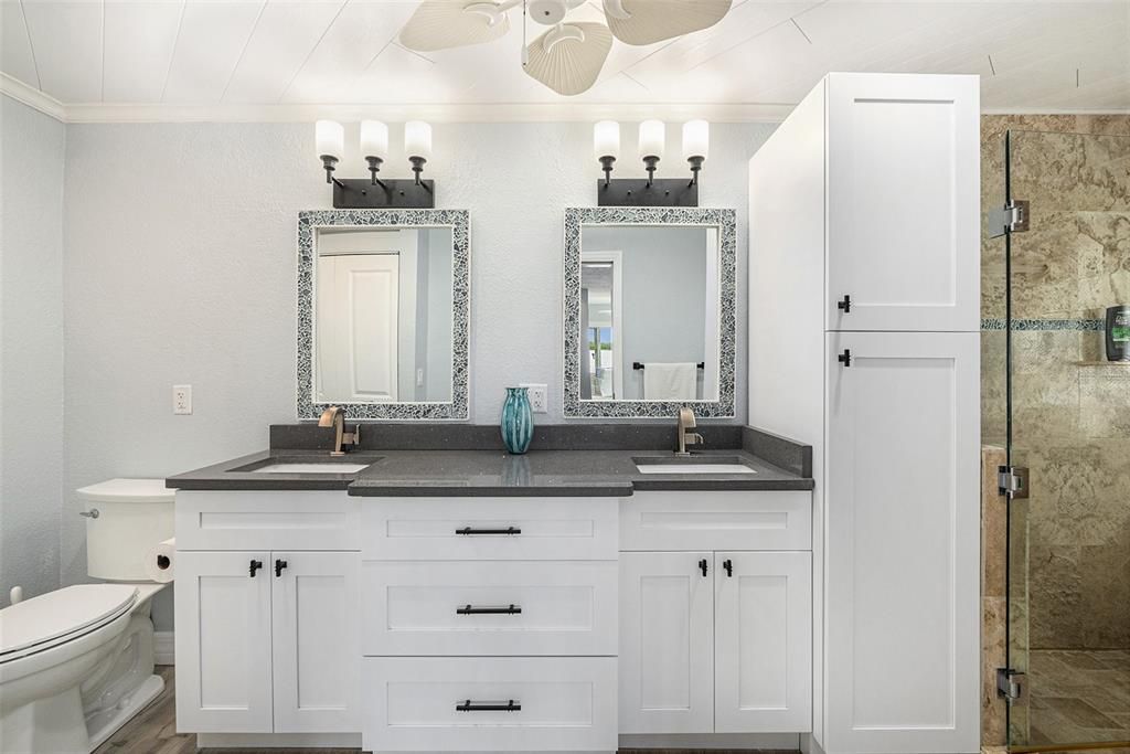 Bathroom, Dual Sink Vanities, Glass Shower, Interior