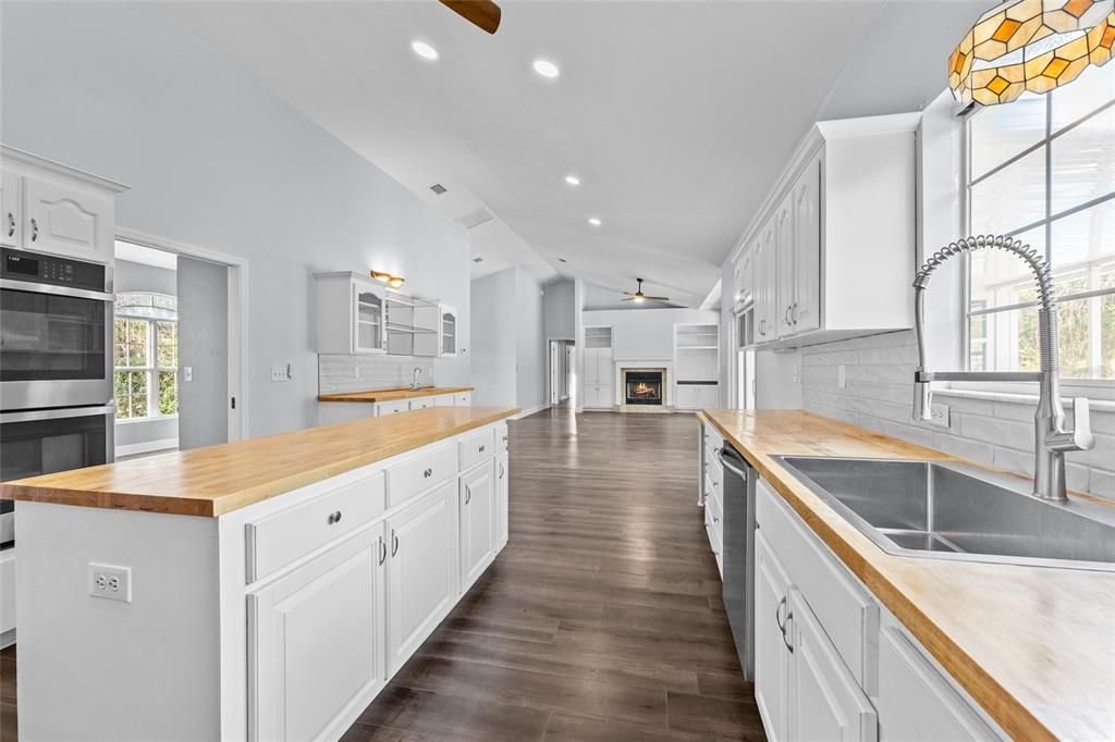 Interior, Kitchen, Recessed Lighting, Wood Texture Flooring