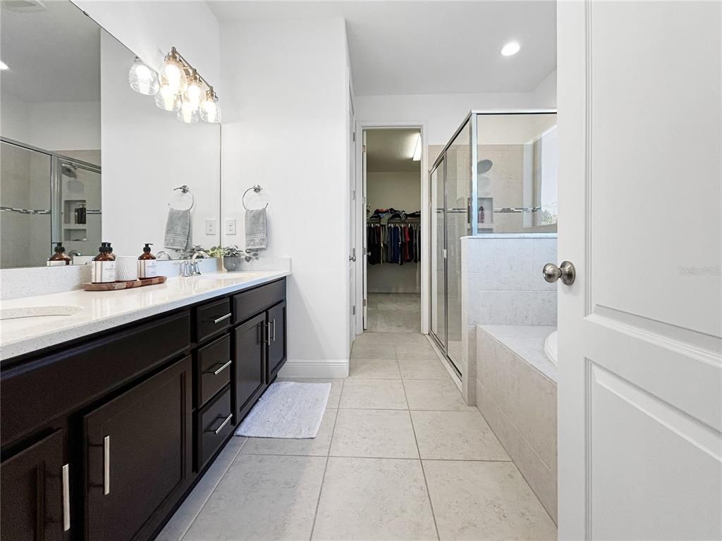 Bathroom, Dual Sink Vanities, Glass Shower, Interior, Recessed Lighting