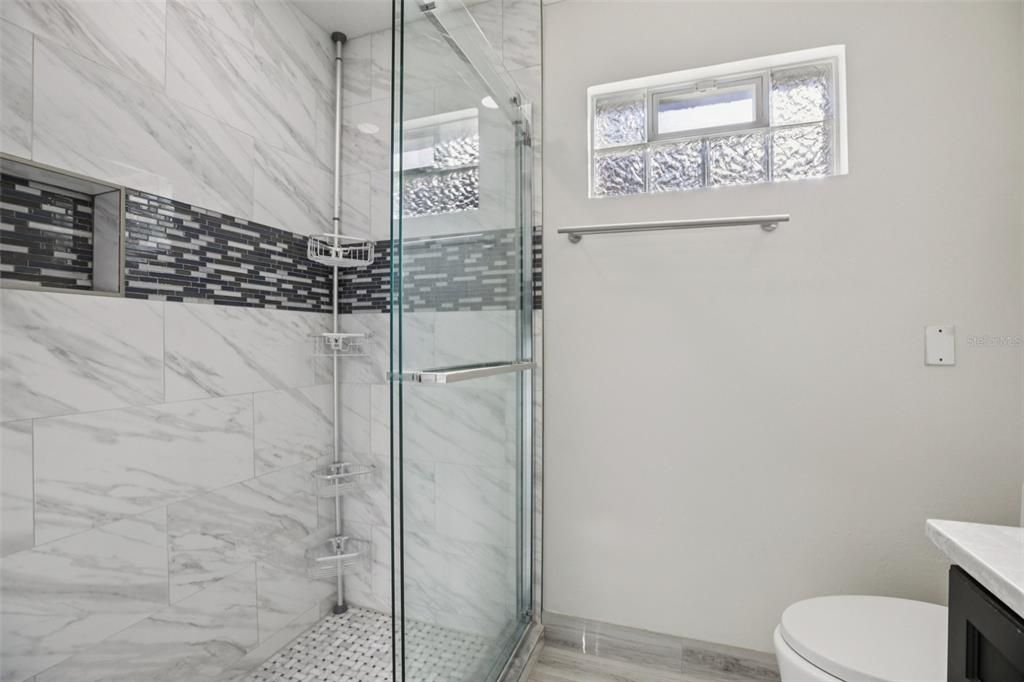 Bathroom, Glass Shower, Interior, Marble Walls