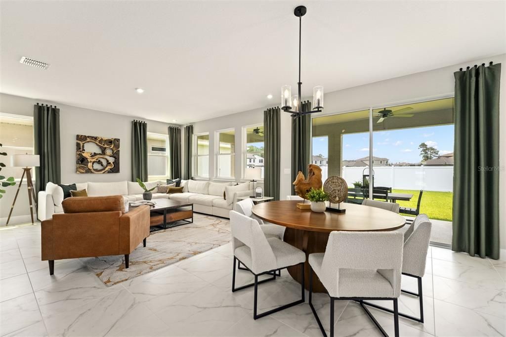 Dining room, Interior, Living room, Marble, Pendant Lights, Recessed Lighting, Water