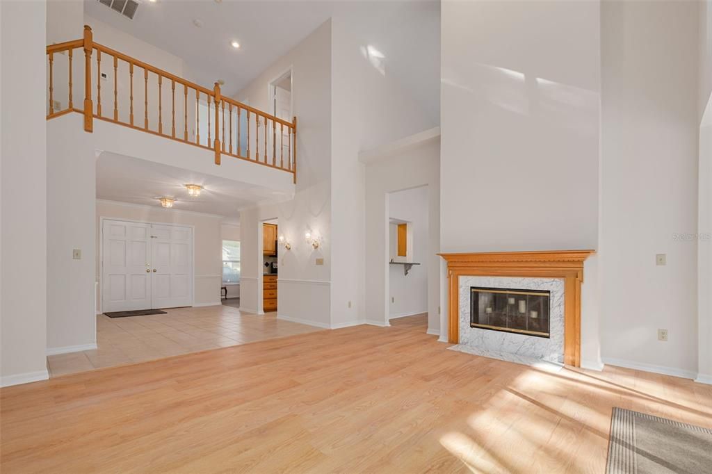 Fireplace, Interior, Recessed Lighting, Wood Texture Flooring