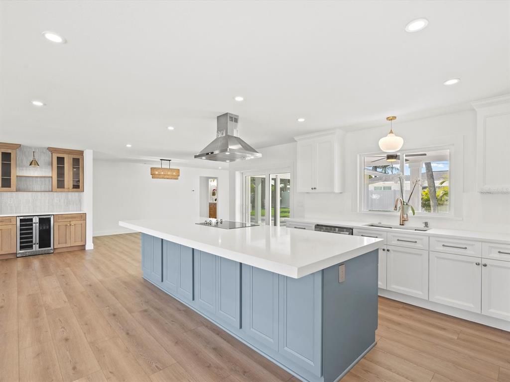 Interior, Kitchen, Pendant Lights, Recessed Lighting, Wood Texture Flooring