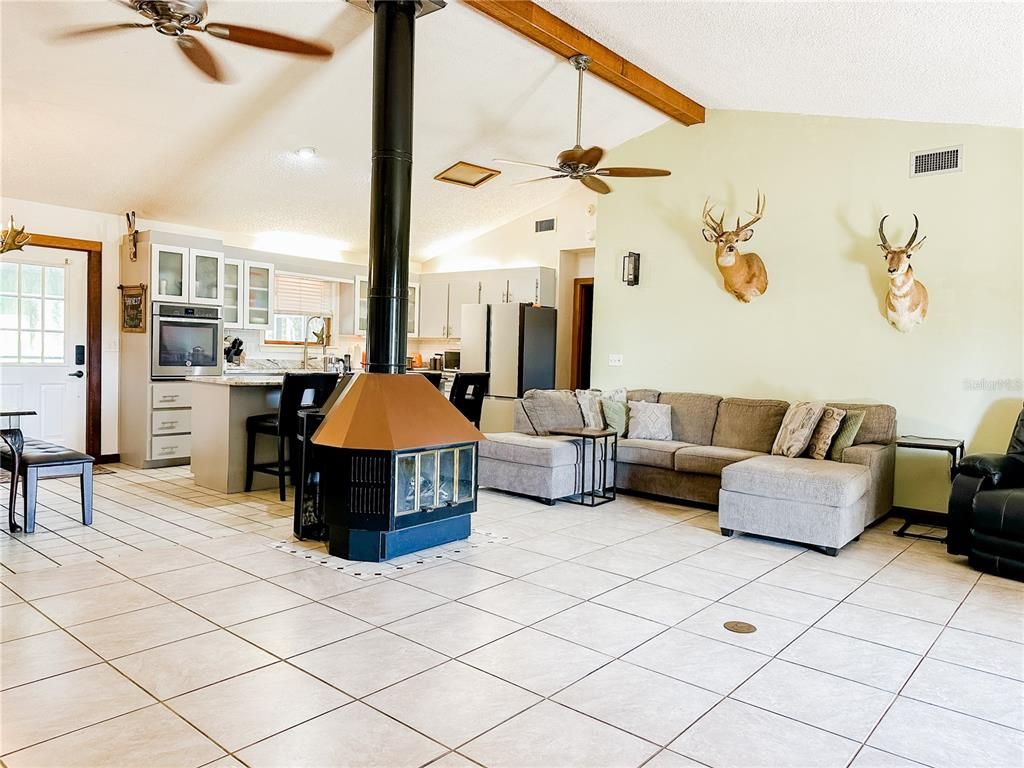 Interior, Kitchen, Living room, Wooden Beams