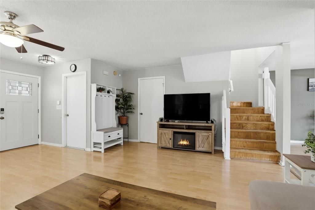 Fireplace, Interior, Wood Texture Flooring
