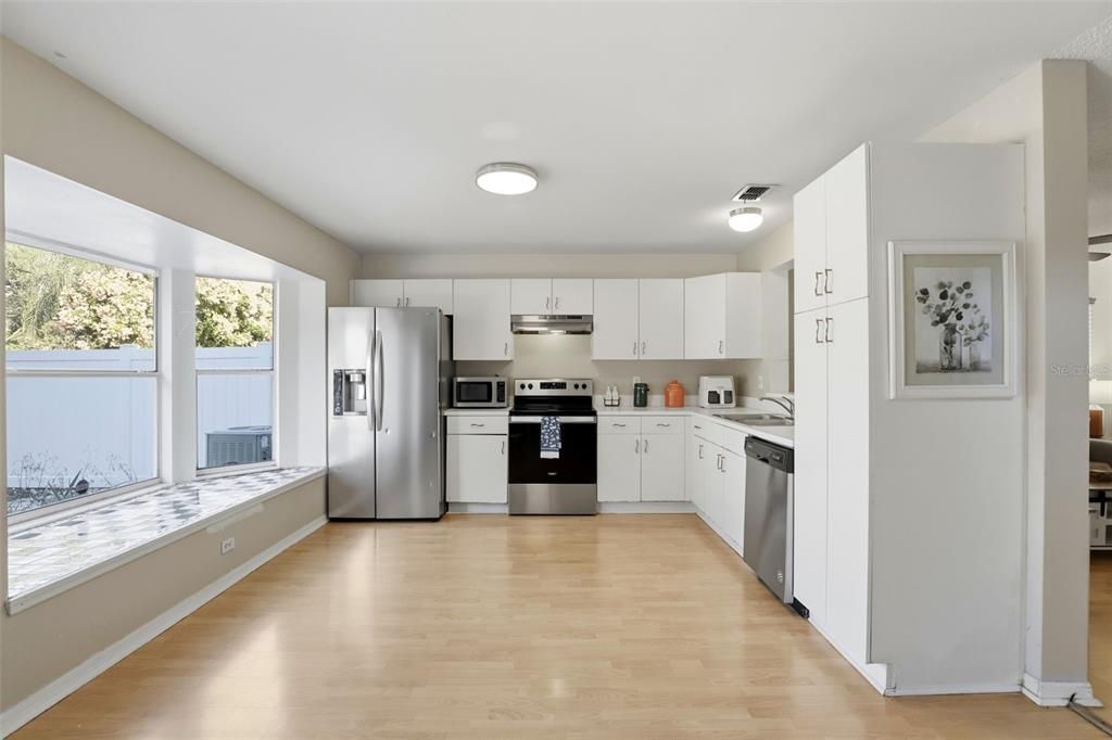 Interior, Kitchen, Stainless Steel Appliances, Wood Texture Flooring