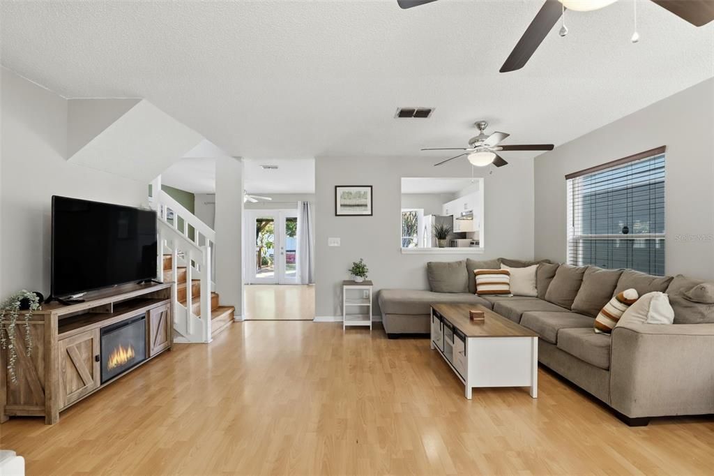 Fireplace, Interior, Living room, Wood Texture Flooring