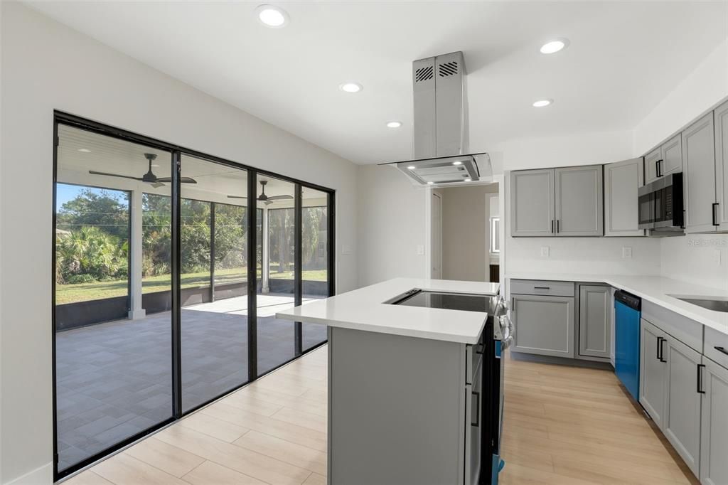 Interior, Kitchen, Recessed Lighting, Wood Texture Flooring