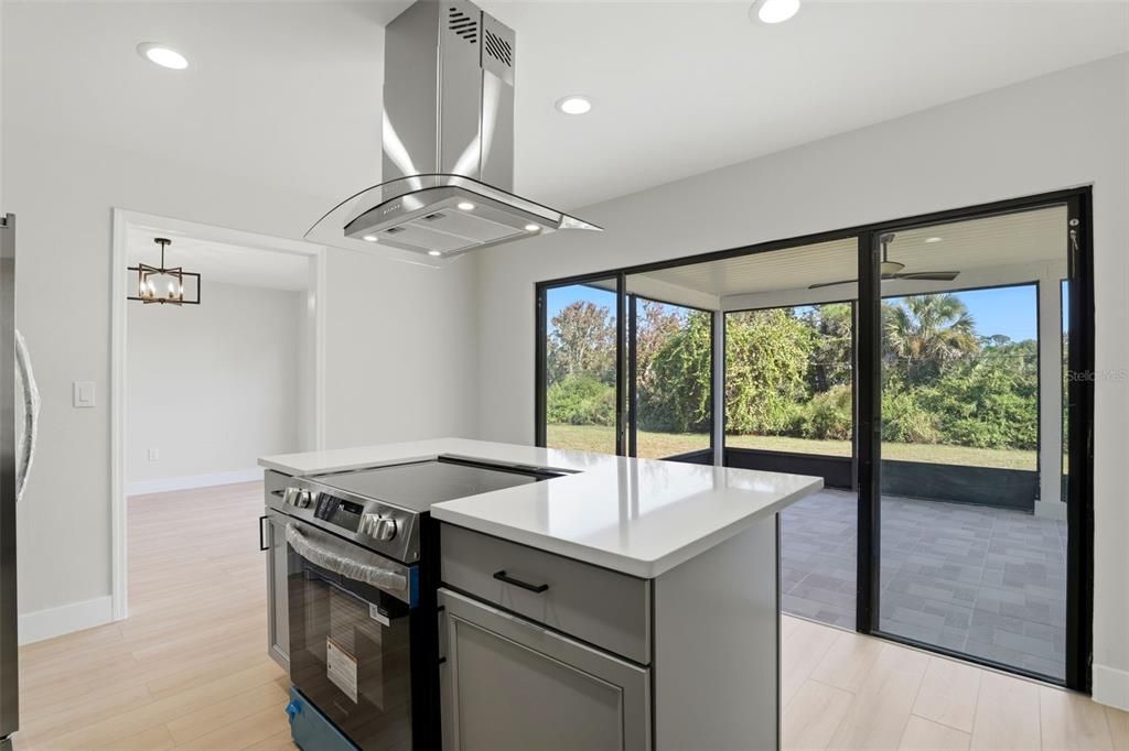 Interior, Kitchen, Recessed Lighting, Wood Texture Flooring