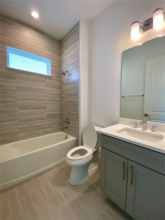 Bathroom, Interior, Recessed Lighting, Wood Texture Flooring