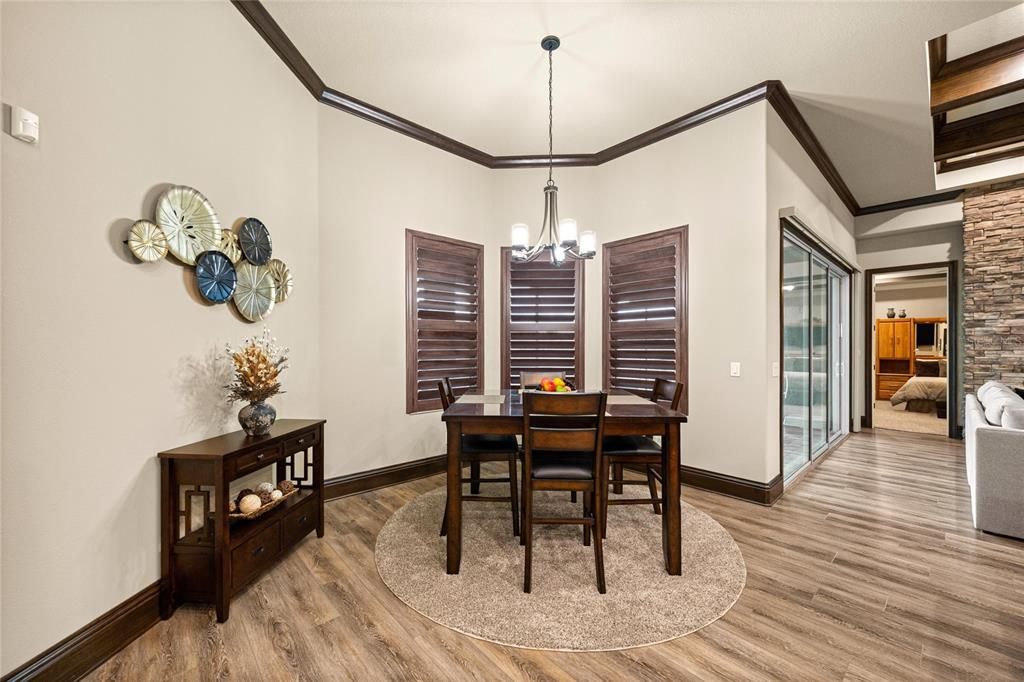 Chandelier, Dining room, Interior, Wood Texture Flooring