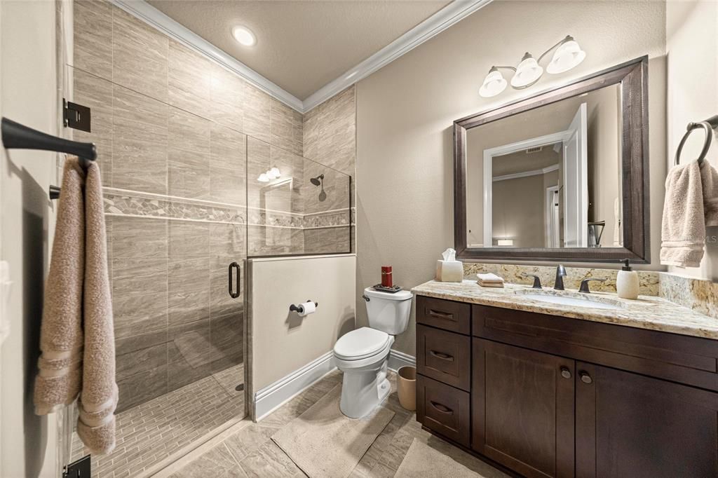 Bathroom, Glass Shower, Interior, Recessed Lighting