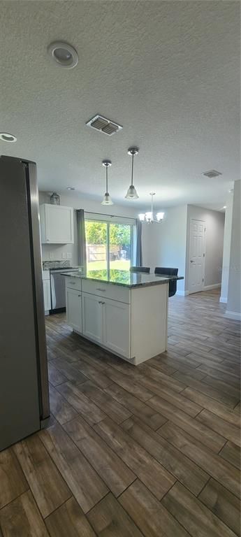 Chandelier, Interior, Kitchen, Pendant Lights, Recessed Lighting, Wood Texture Flooring