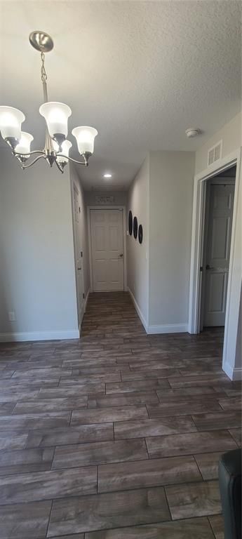 Chandelier, Empty room, Interior, Recessed Lighting, Wood Texture Flooring