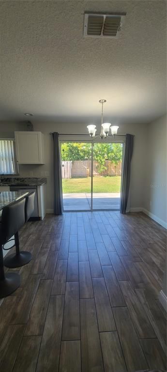 Chandelier, Empty room, Interior, Kitchen, Wood Texture Flooring