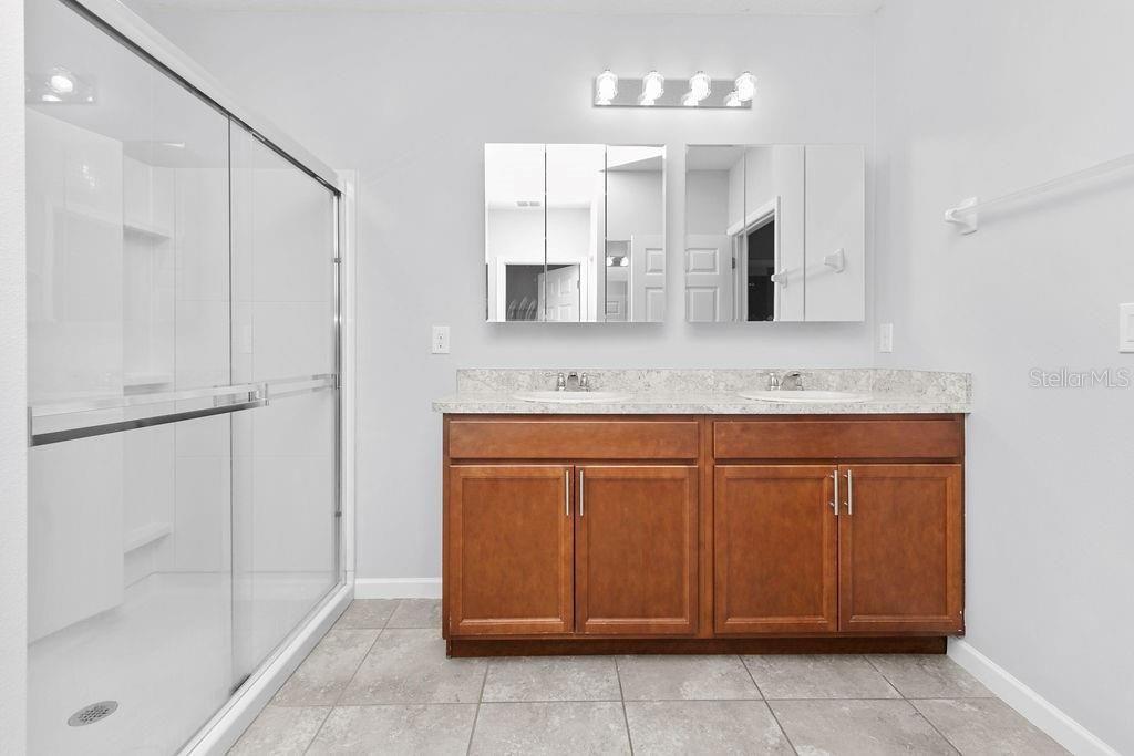 Bathroom, Dual Sink Vanities, Glass Shower, Interior