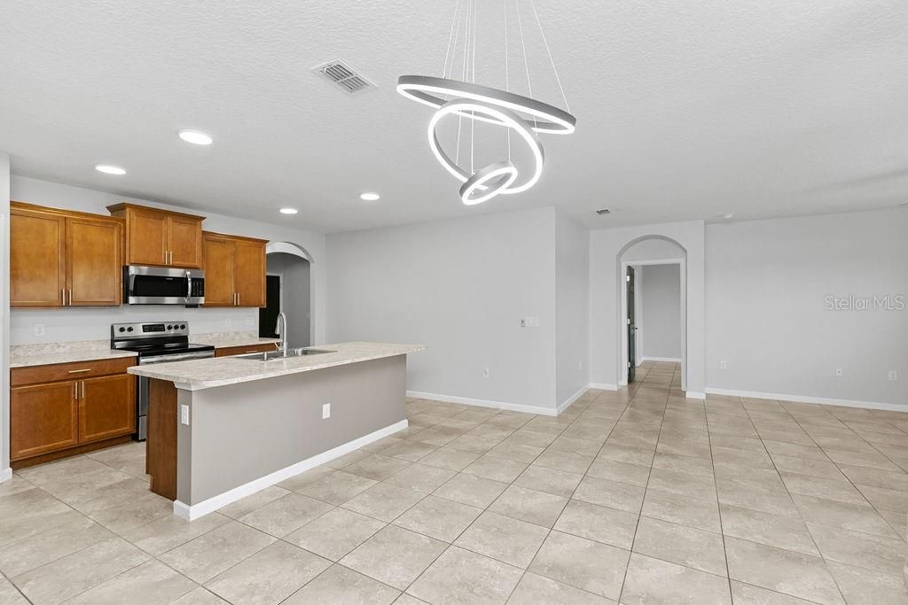 Interior, Kitchen, Pendant Lights, Recessed Lighting, Stainless Steel Appliances