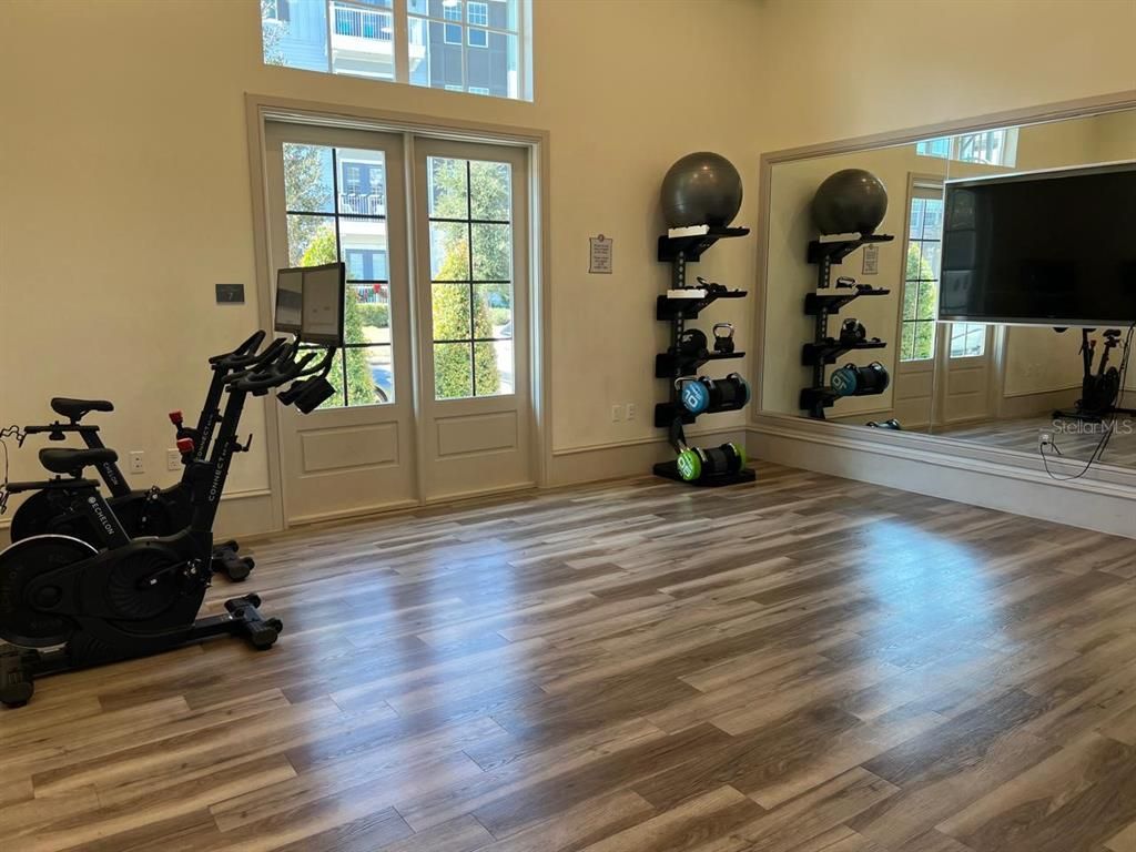 Fitness Equipment, Interior, Wood Texture Flooring
