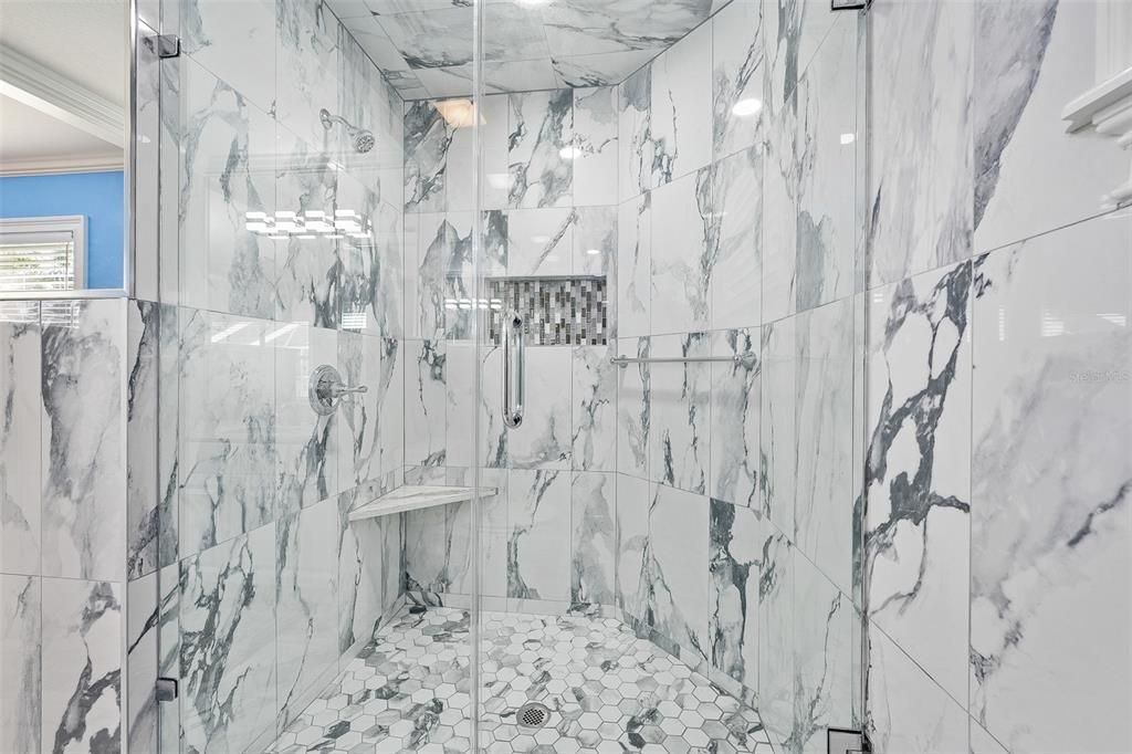 Bathroom, Glass Shower, Interior, Marble Walls