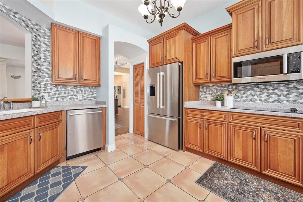 Chandelier, Interior, Kitchen, Stainless Steel Appliances